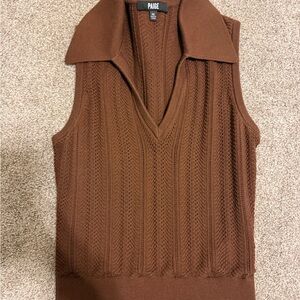 Paige Brown Sleeveless Cropped Knit Top